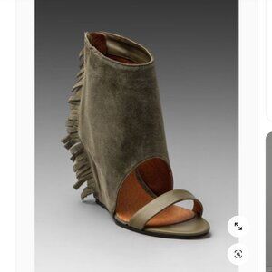IRO Oxnard Fringe Suede Wedge Heels France size 36 US 6.5